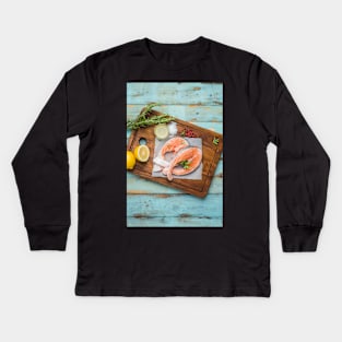 Raw salmon steak Kids Long Sleeve T-Shirt